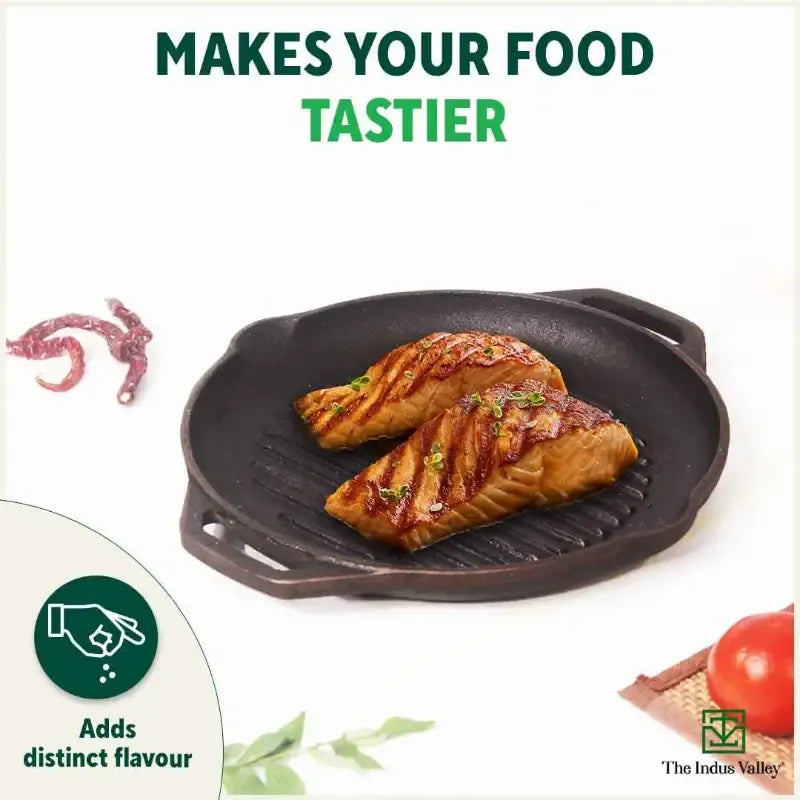 The Indus Valley Cast Iron Grill Pan with Twin Handle Pre-Seasoned