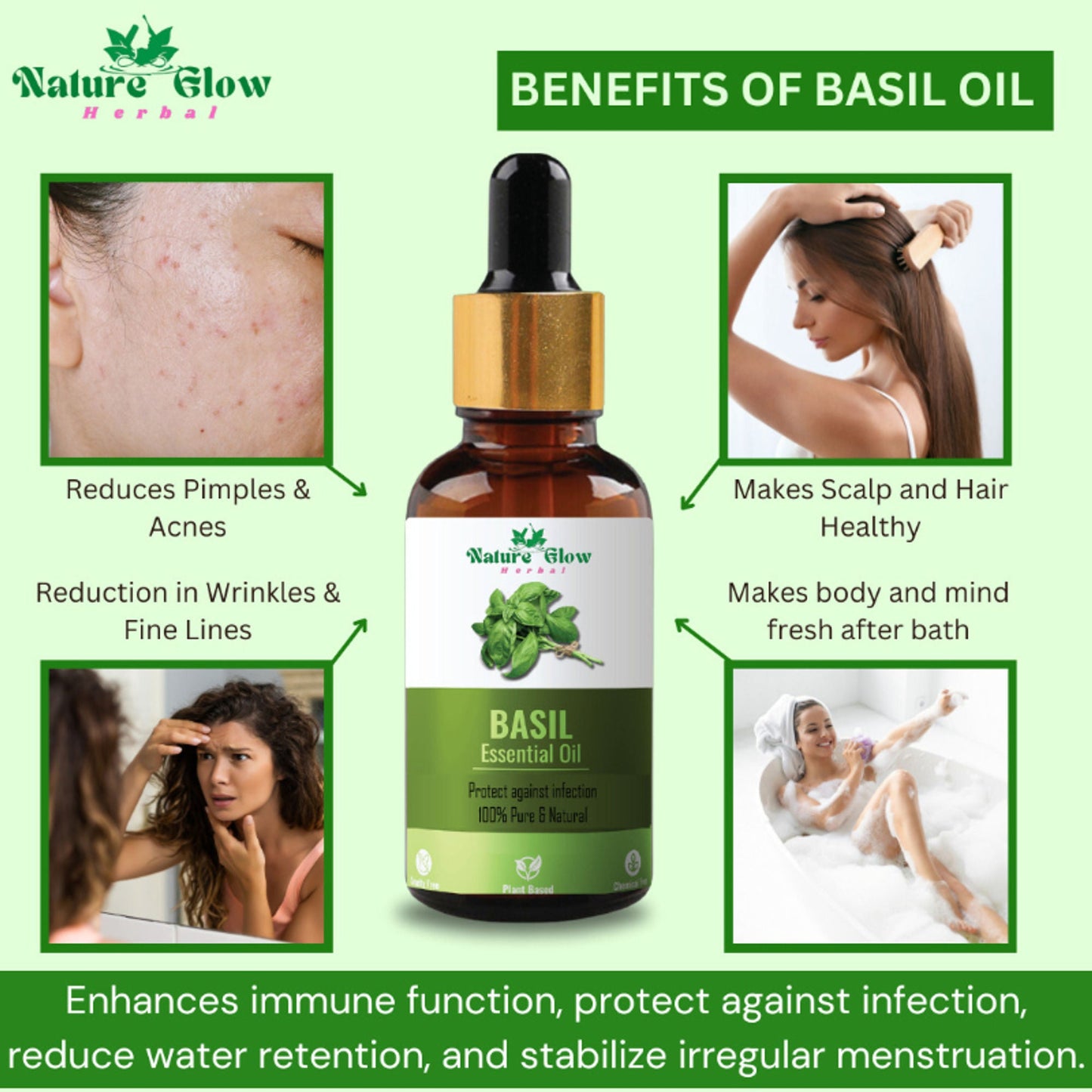 Nature Glow Herbal Tea Tree & Eucallypatus & Basil Essential Oil Combo