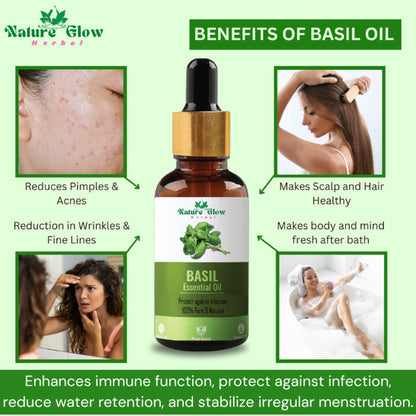 Nature Glow Herbal Tea Tree & Eucallypatus & Basil Essential Oil Combo
