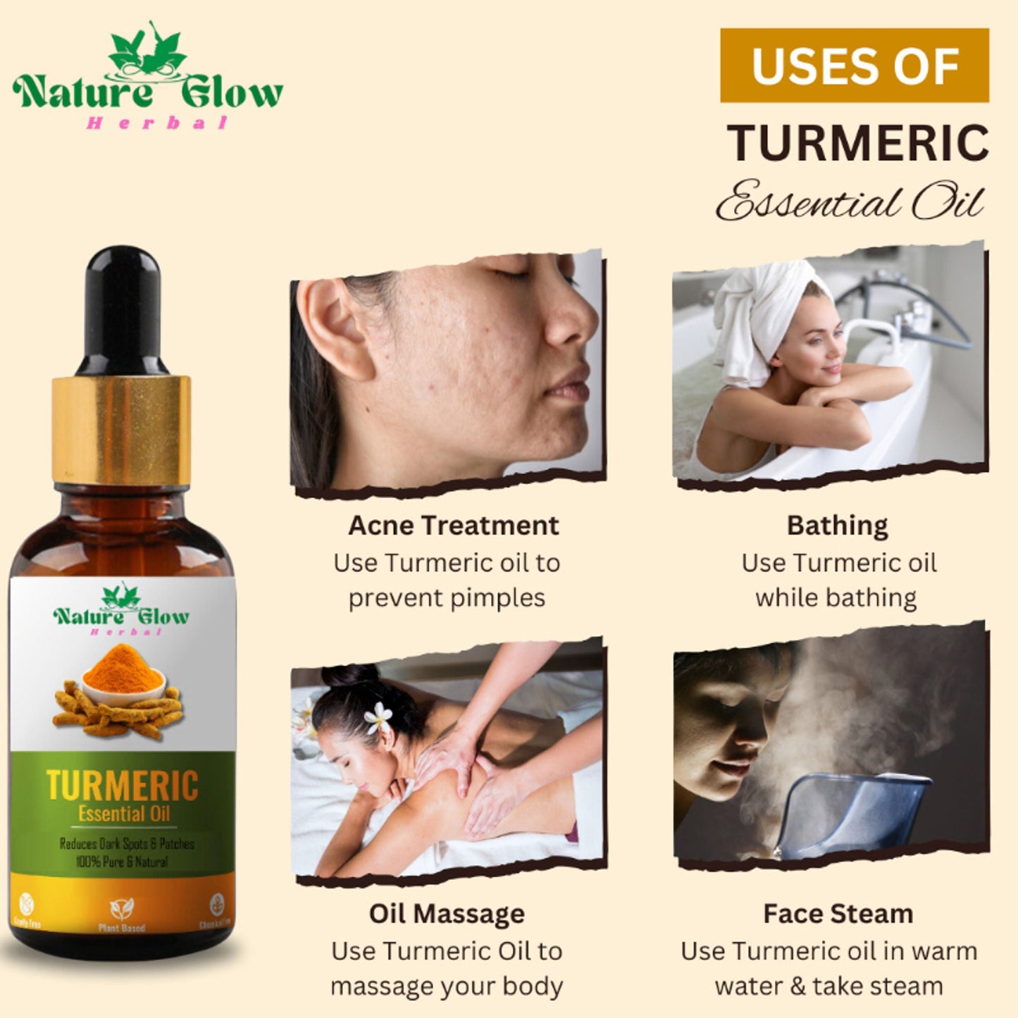 Nature Glow Herbal Sandalwood & Termaric & Eucallypatus Essential Oil Combo