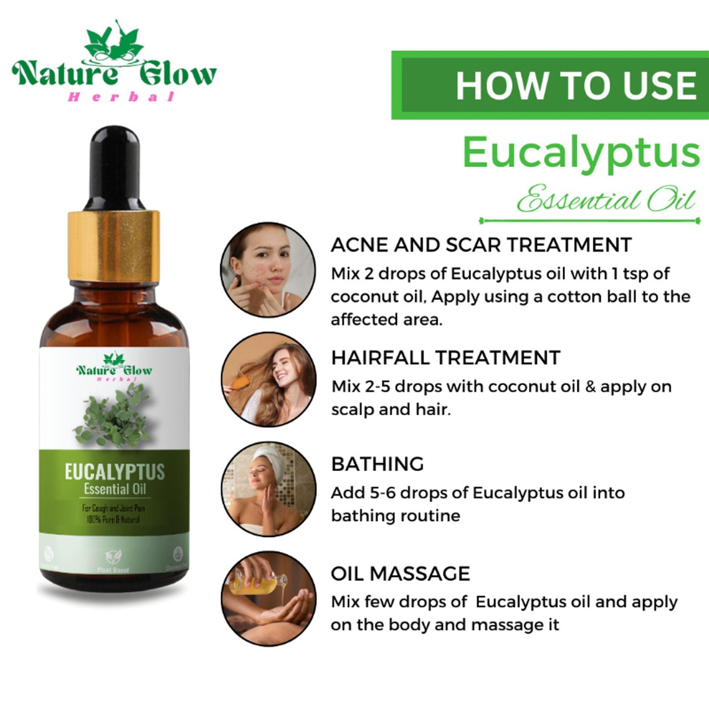 Nature Glow Herbal Sandalwood & Termaric & Eucallypatus Essential Oil Combo