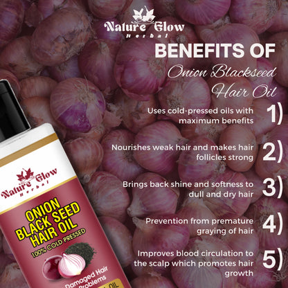 Nature Glow Herbal Bhringraj & Onion Black Seed Hair Oil Combo