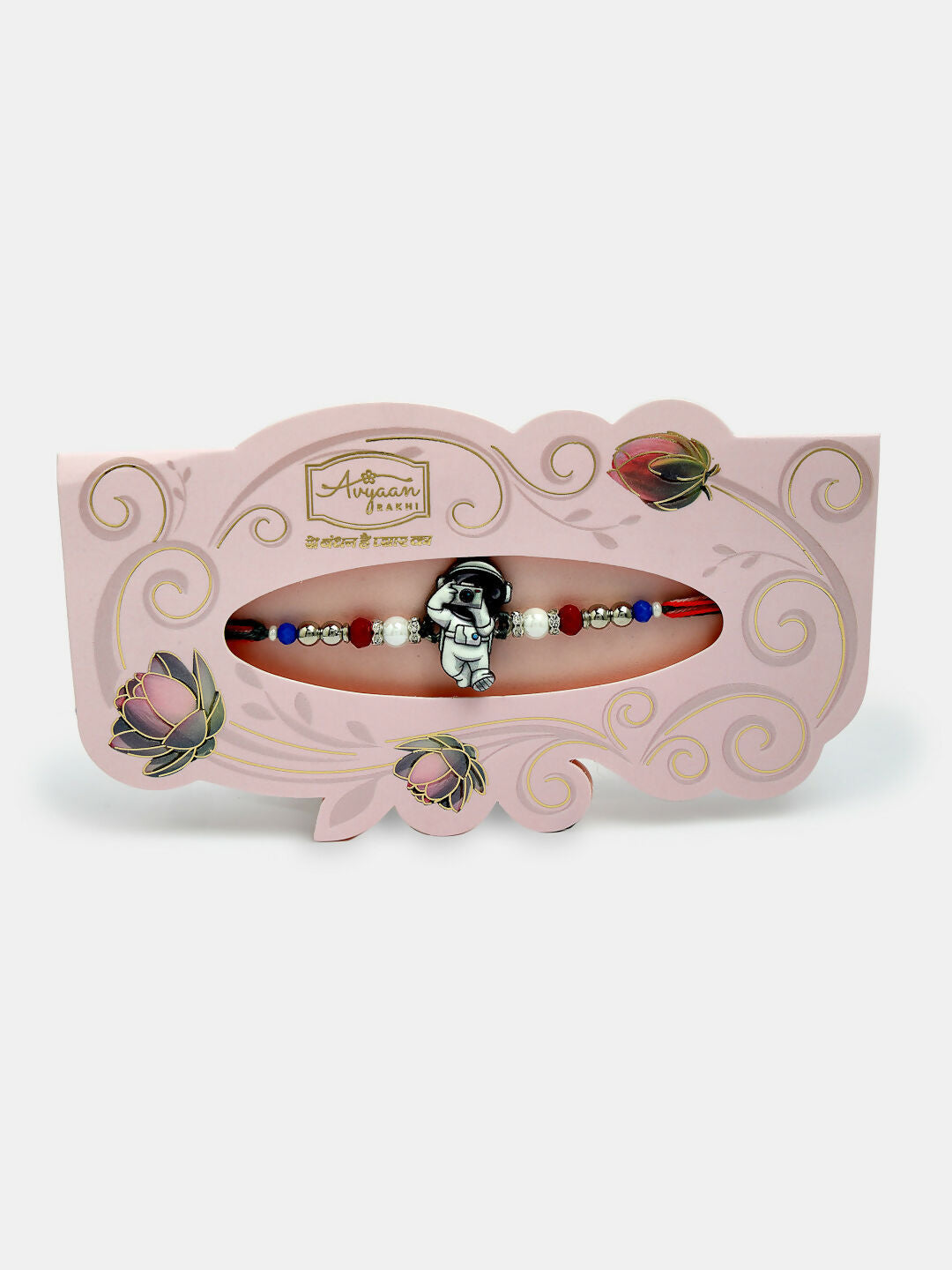 NVR Kids Set of 4 Multicolor Evil Eye & Artificial stone and beads Rakhi With Roli Chawal & Chocolate