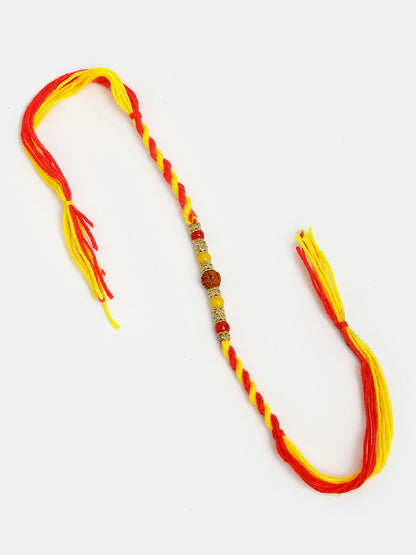 NVR Women & Men Set of 4 Multicolor Artificial stone and beads Rakhi With Roli Chawal