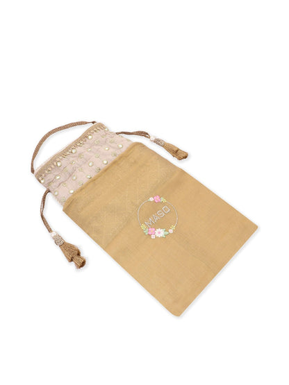 Masq Grey & White Embellished Potli Clutch