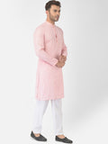 Deyann Men Pink Striped Kurta