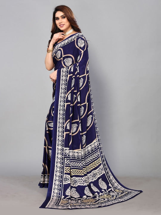 Fabmora Floral Printed Pure Crepe Saree