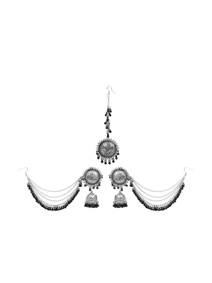 Cardinal Black Oxidised Maang Tikka Set