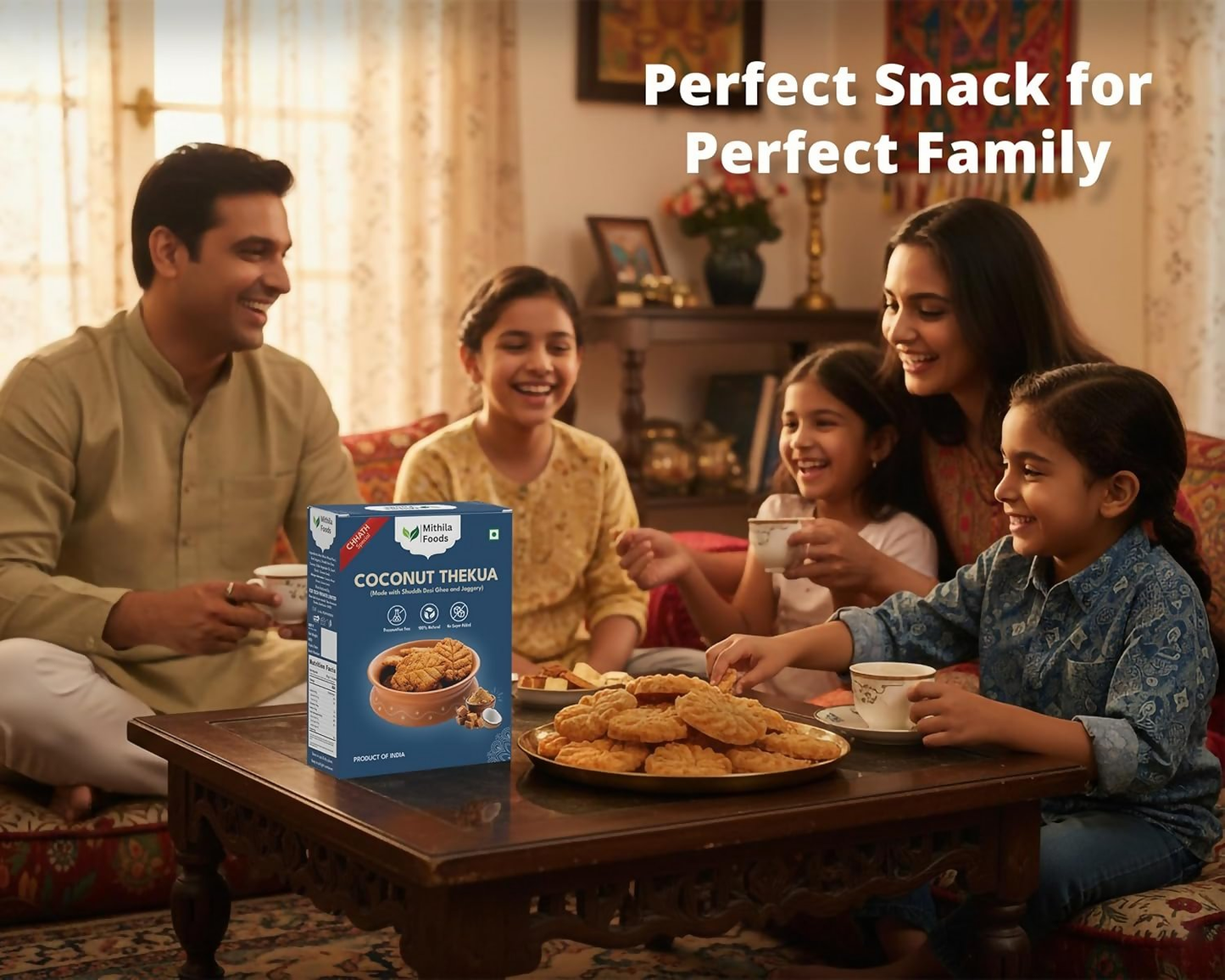 Mithila Foods Bihari Coconut Thekua With Desi Ghee Jaggery & Sesame Seeds