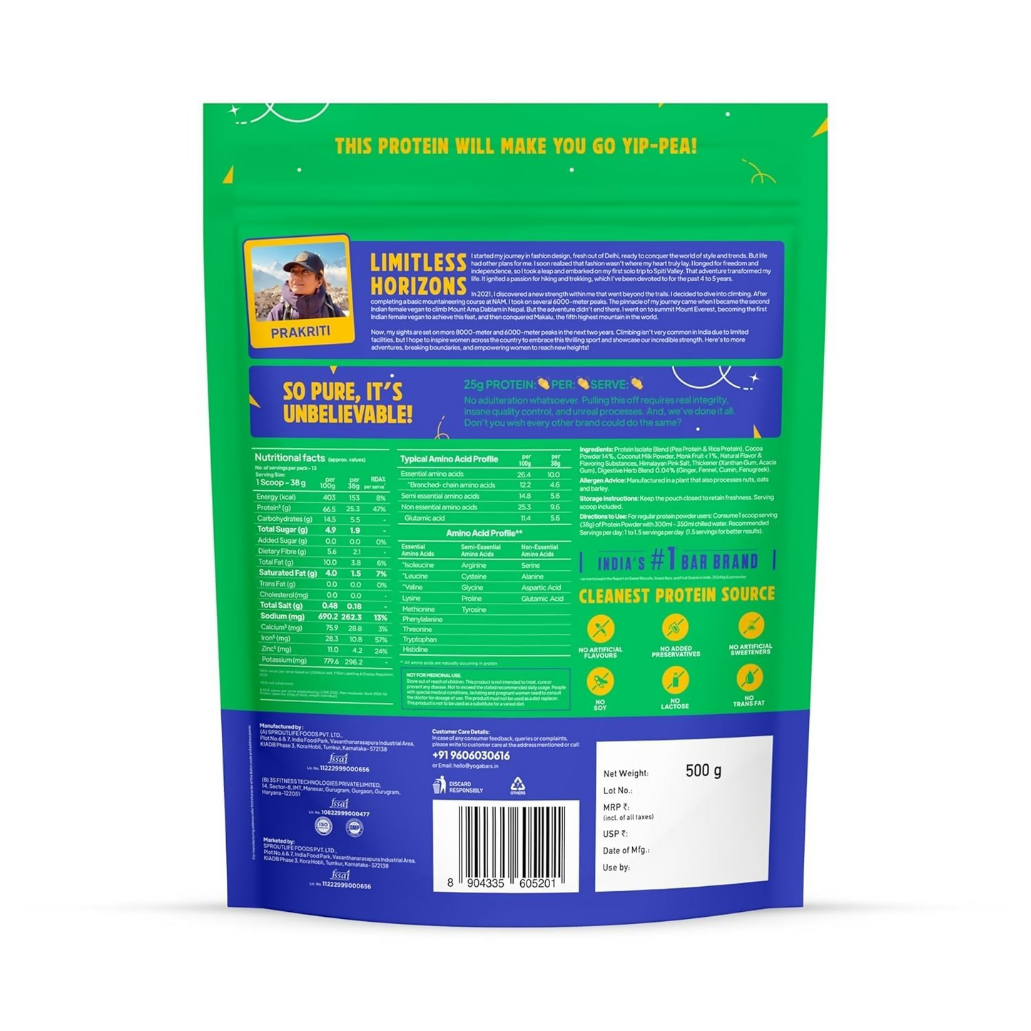 Yoga Bar Pro Clean Plant Protein Powder Chocolate Flavour & Unflavoured