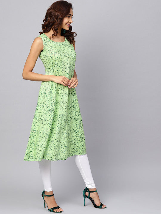 Anayna Women Green Floral Printed Kurta