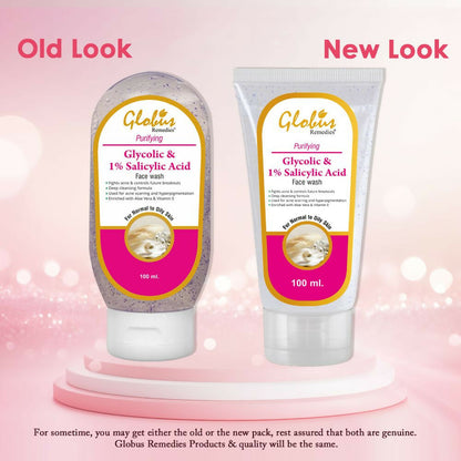 Globus Remedies Anti Acne Glycolic & 1% Salicylic Acid Face wash, For Oily & Acne Prone Skin