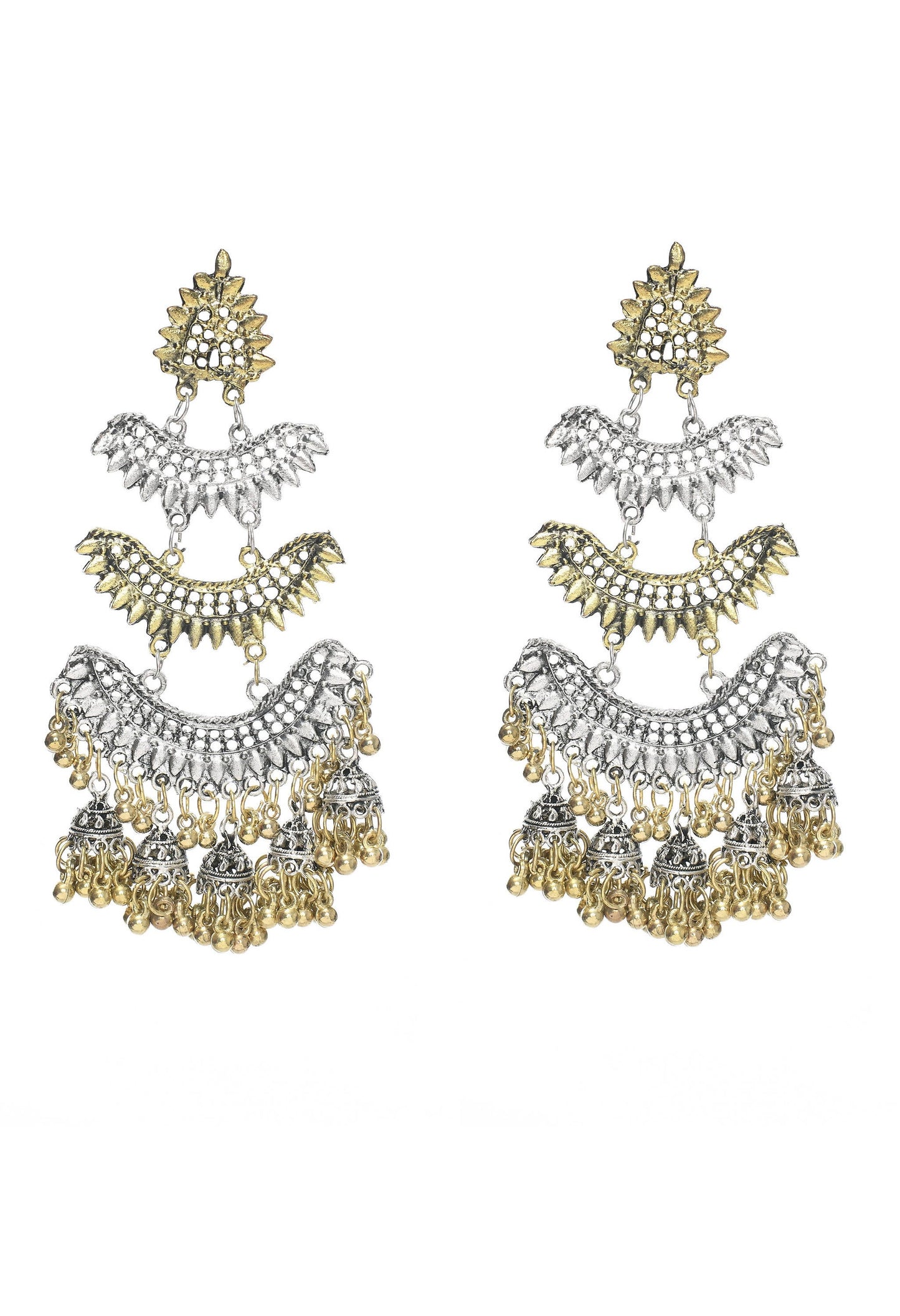 Mominos Fashion Johar Kamal Beautiful Silver & Gold Earrings