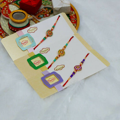 Indianvibez Meenakari Work With Stone Fancy Desginer Rakhi
