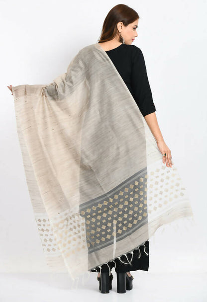 Mominos Fashion Moeza Women's Banarsi Cotton Woven Design Beige Dupatta