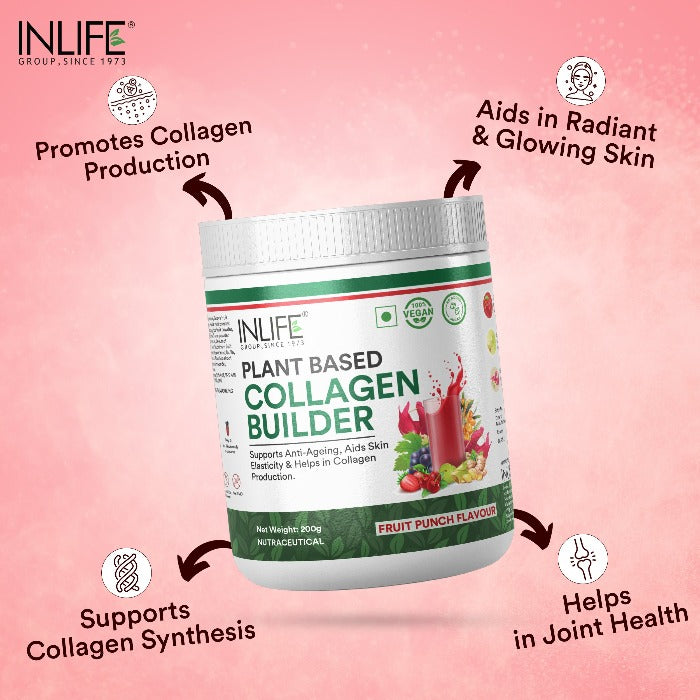 INLIFE Vegan Plant Based Collagen Powder Supplement Women & Men - 200 gms