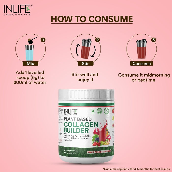 INLIFE Vegan Plant Based Collagen Powder Supplement Women & Men - 200 gms