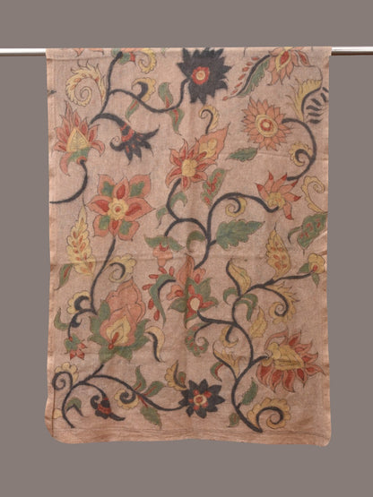 Cream Kalamkari Hand Painted Woolen Handloom Stole with Floral Design - Global Threads