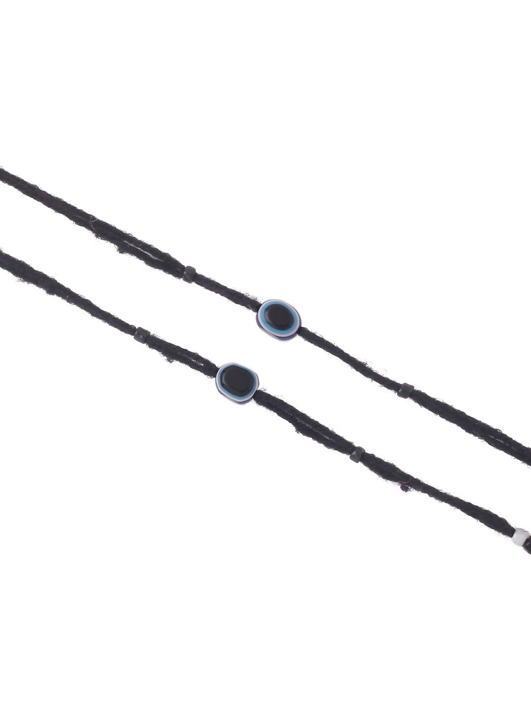NVR Women & Men Set of 2 Black Evil Eye Rakhi With Roli Chawal