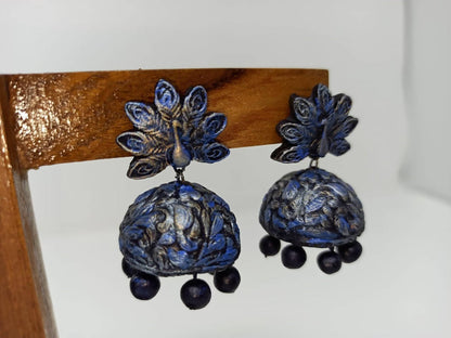 Terracotta Peacock Large Temple Jhumkas
