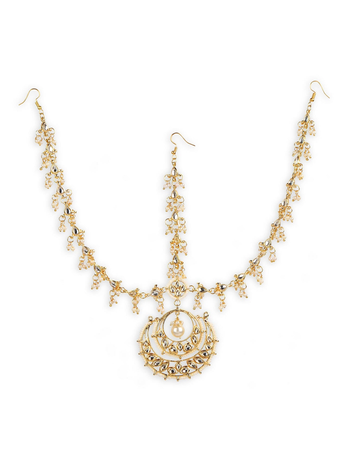 Women's Gold-Polished Kundan Mathapatti Head Jewellery - Ruby Raang