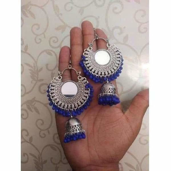 MS Fashion India Muskan Fancy Oxidized Blue Beaded Jhumka Earrings