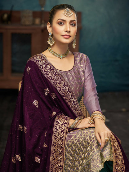 Anaita Light Purple Premium Embroidered with servos waki diamond Vichitra Silk Stitched Salwar Suit