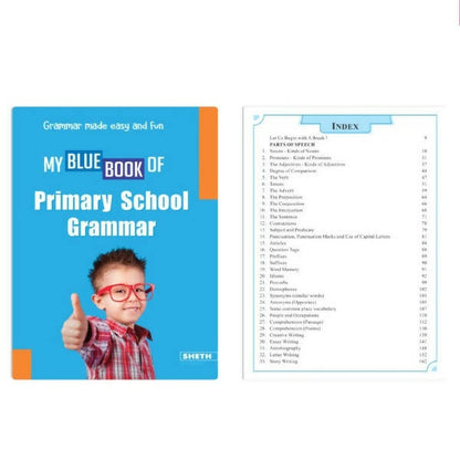 Nigam My Blue Book of Primary School Grammar * Suffix, Prefix, Homophones, Sentences, Preposition, Adverbs, Verbs, Pronouns, Adjectives, Nouns