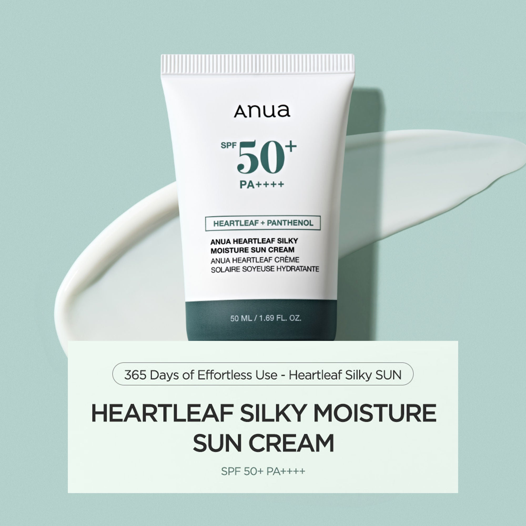 Anua Heartleaf Silky Moisture Sun Cream SPF 50+ PA++++ Hydrating - 50 ml