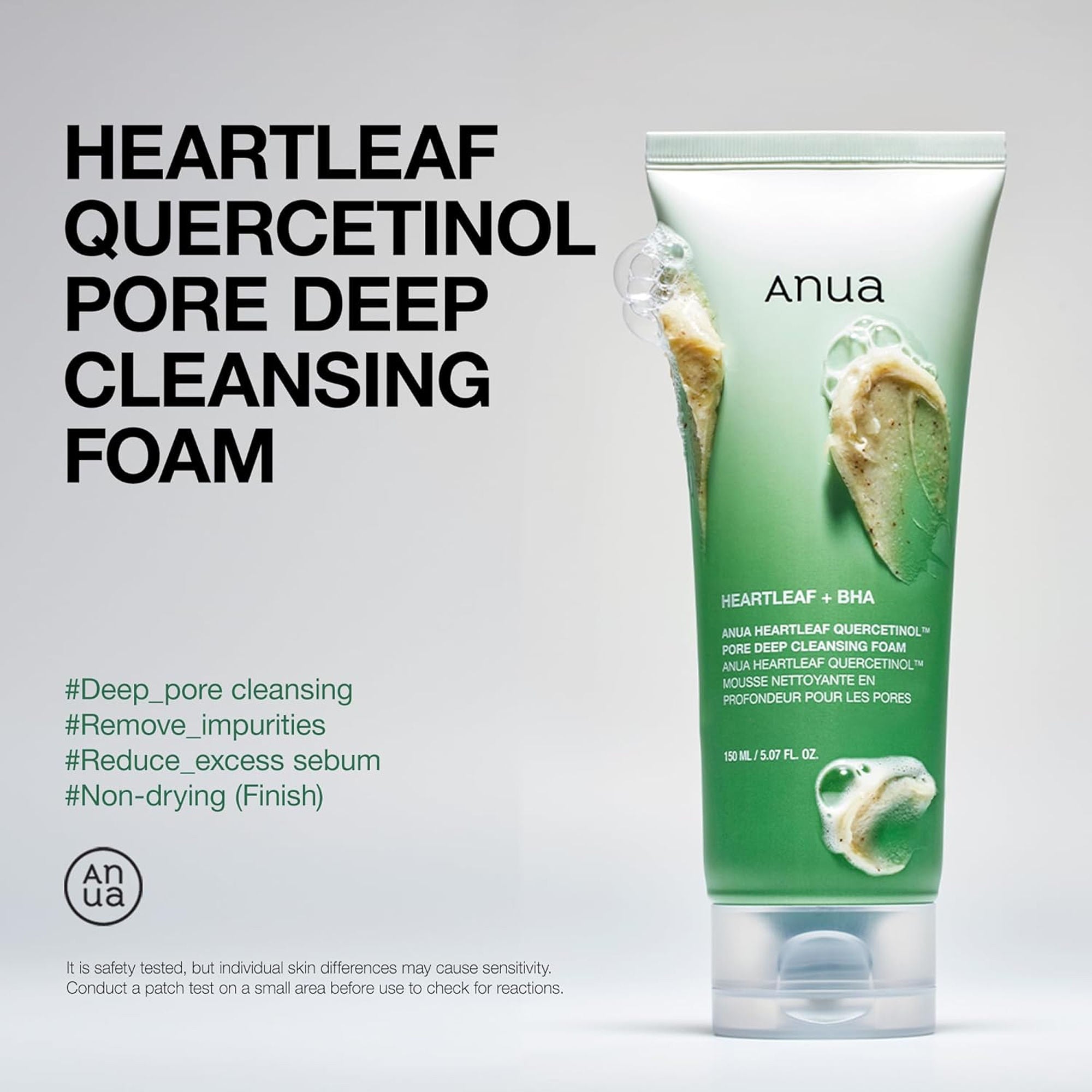 Anua Heartleaf Quercetinol Pore Deep Cleansing Foam with 0.5% BHA - 150 ml
