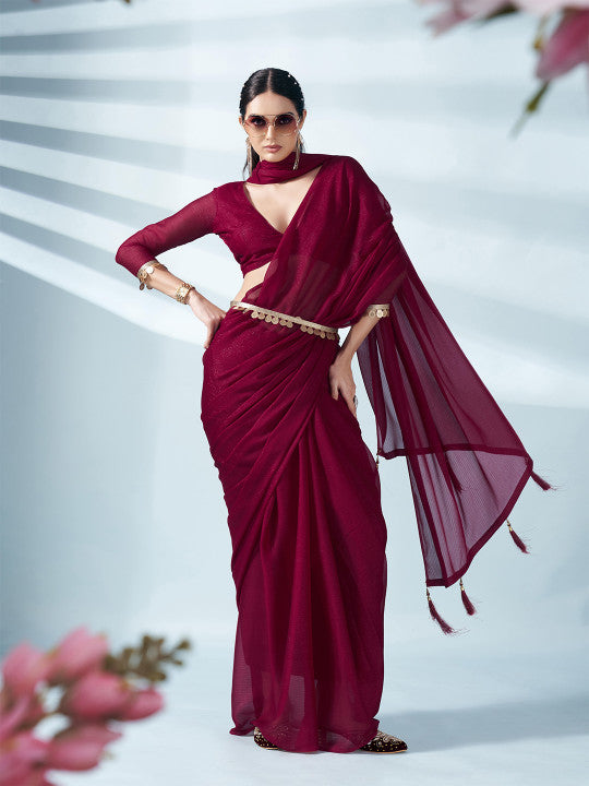Tikhi Imli Satin Saree With Belt
