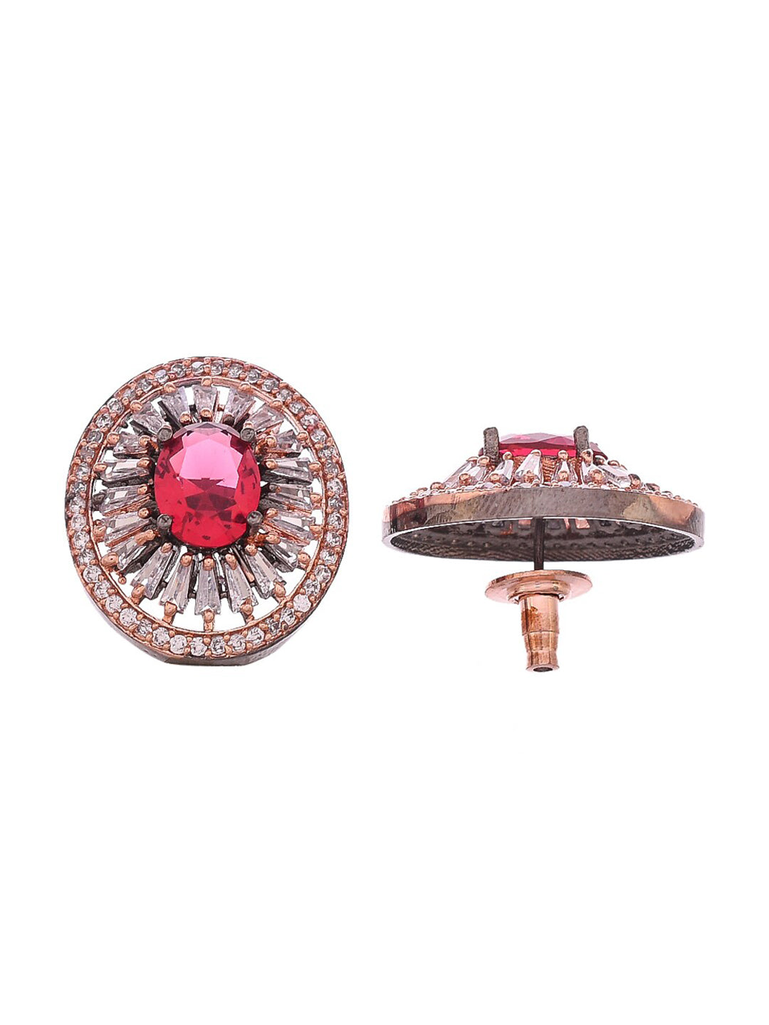 Shoshaa Rose Gold-Polished & White Circular Studs