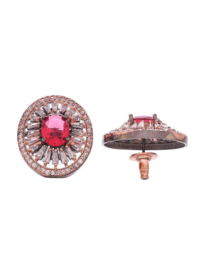 Shoshaa Rose Gold-Polished & White Circular Studs