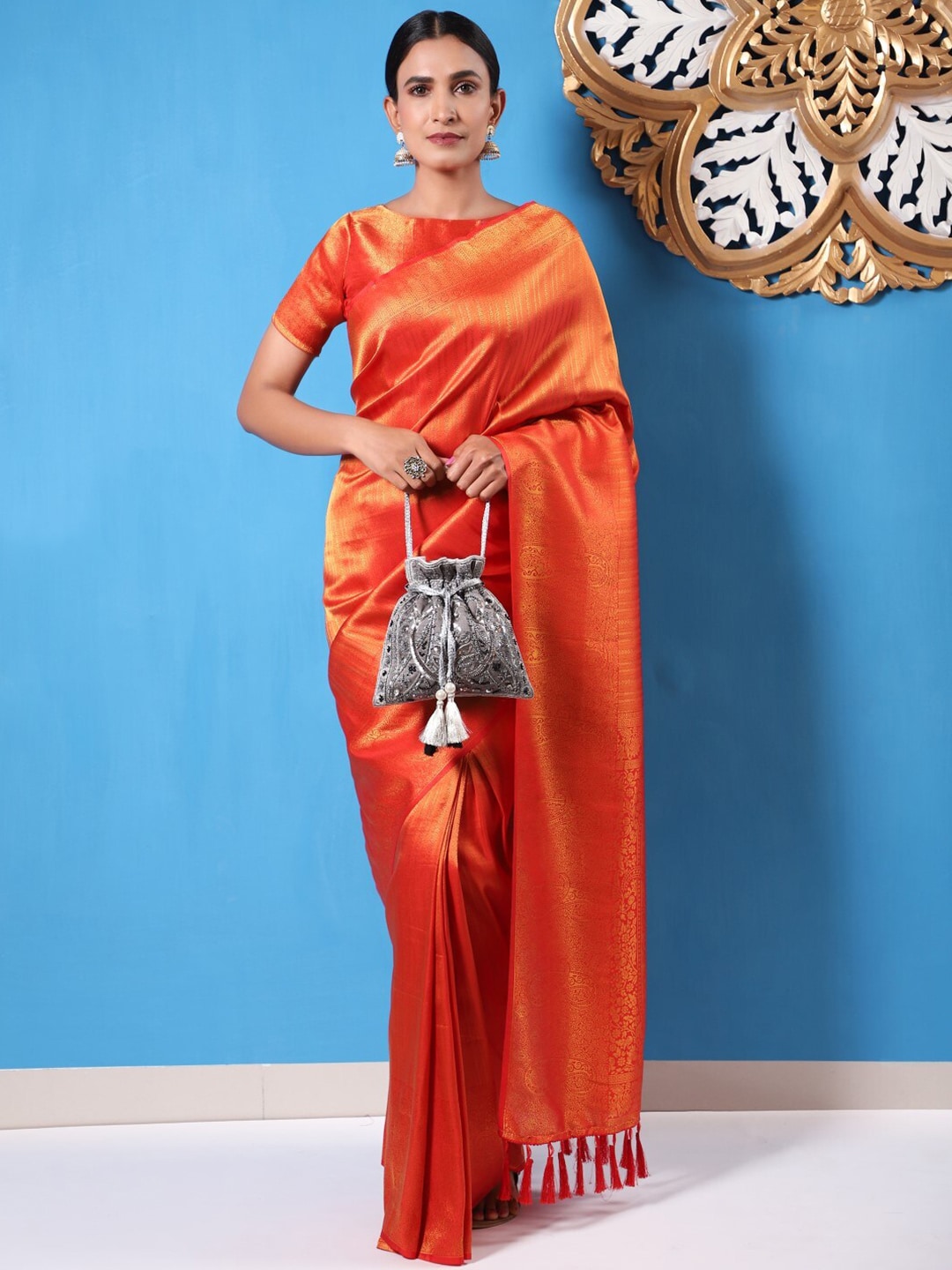 Masq Grey & White Embellished Potli Clutch