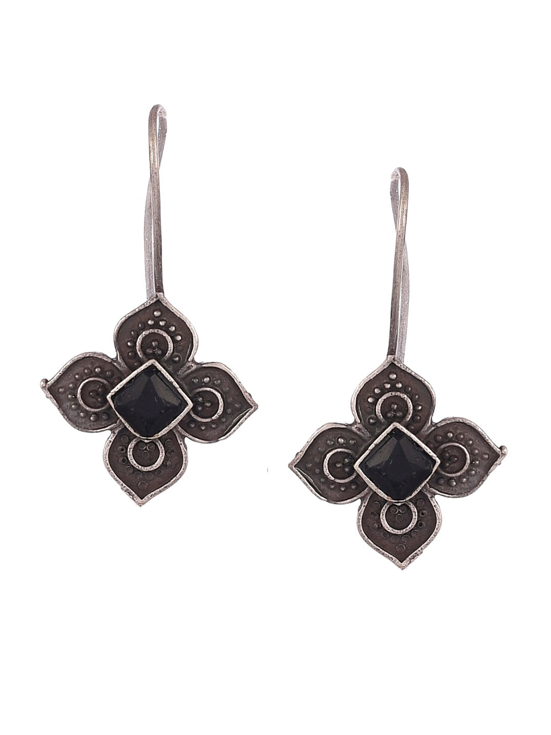 Shoshaa Silver Plated Floral Drop Earrings