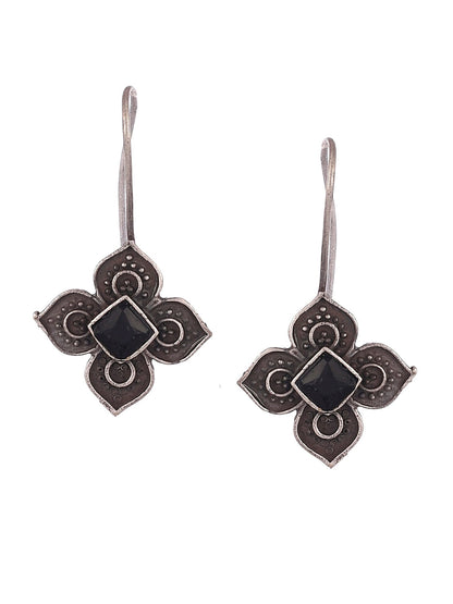 Shoshaa Silver Plated Floral Drop Earrings