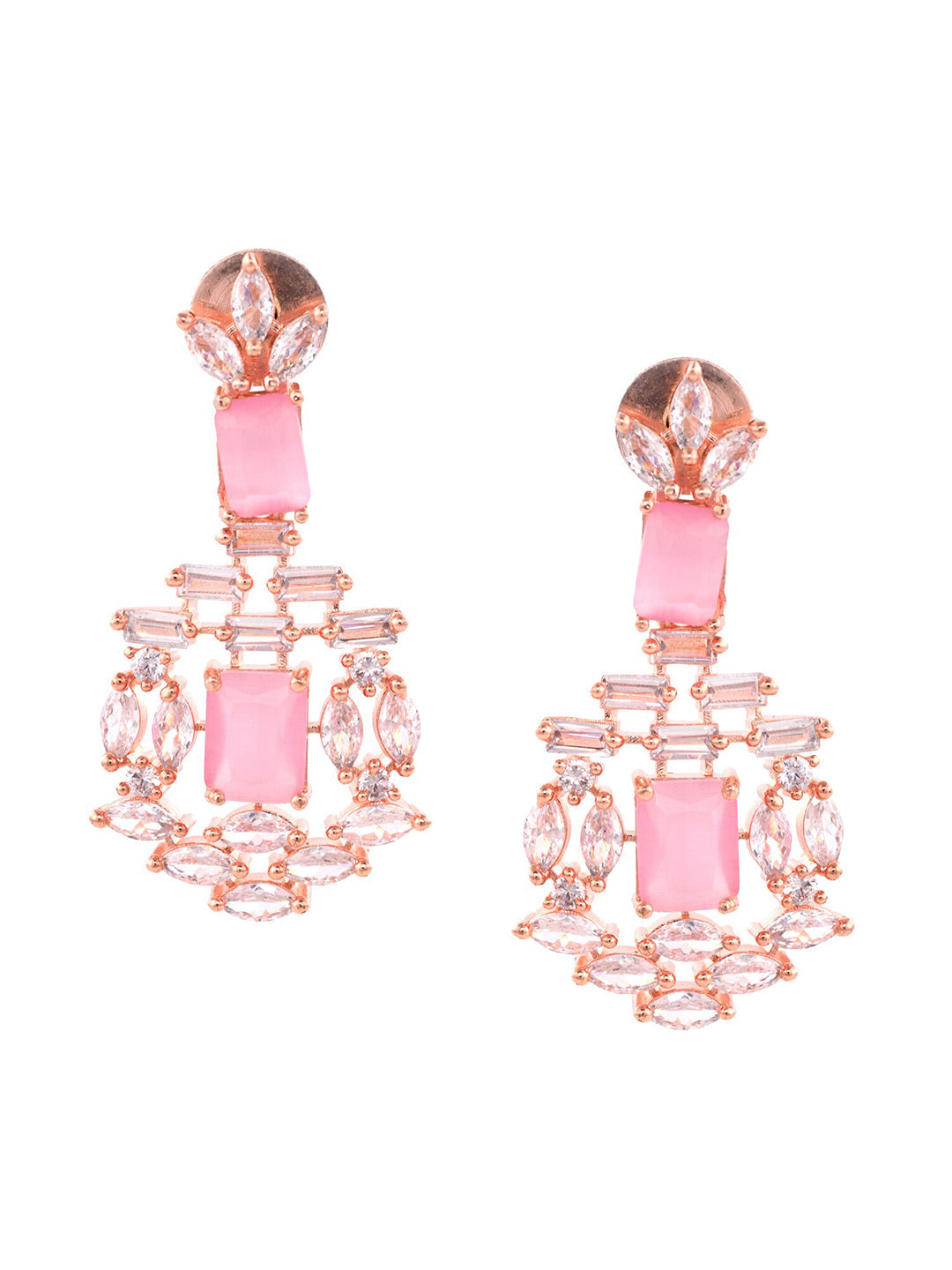 Saraf RS Jewellery Rose Gold-Polished & Pink AD Studded Handcrafted Jewellery Set