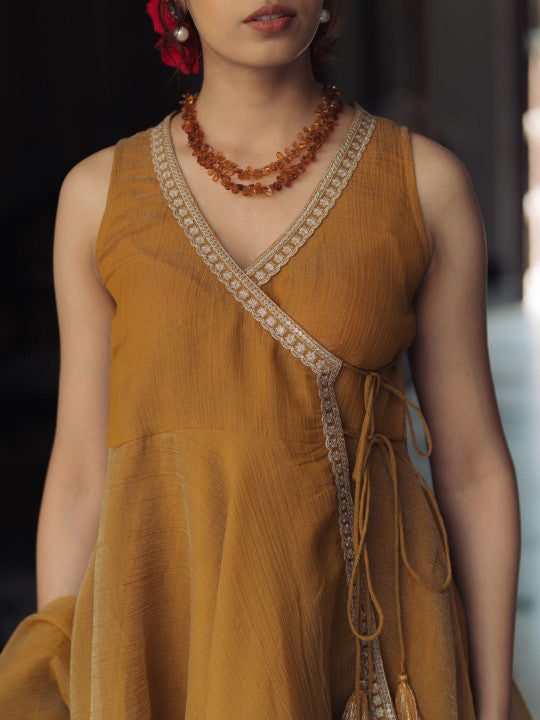 Anayna Women Embroidered Angrakha Kurta with Sharara & With Dupatta