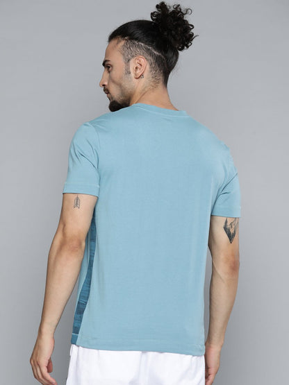 Alcis Men Blue Solid Slim Fit Gym T-shirt