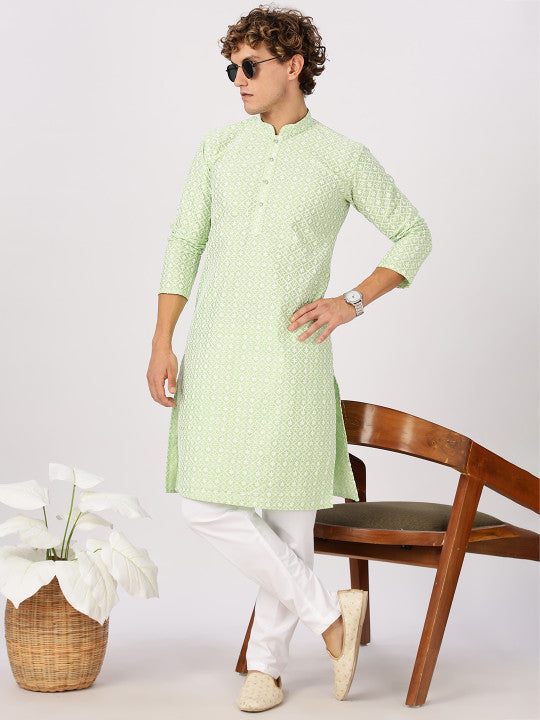 Anouk Ethnic Motifs Embroidered Thread Work Cotton Straight Kurta