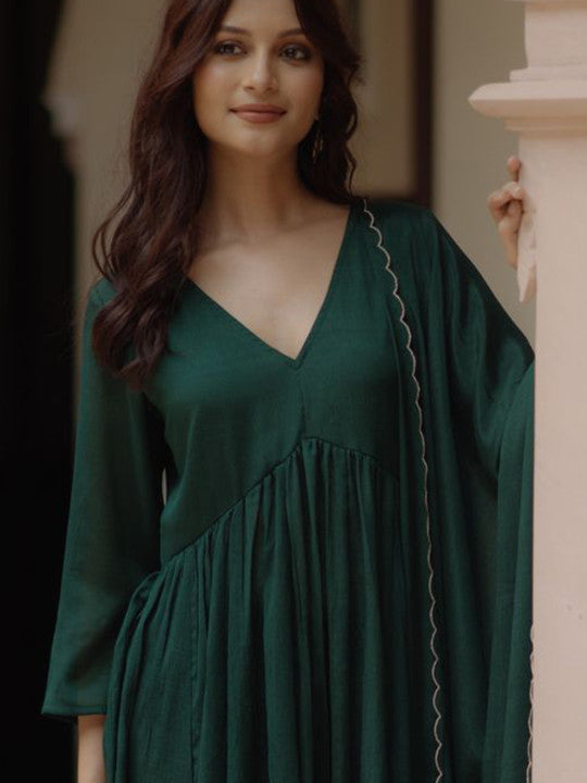 Anayna Women High Slit Kurta with Trousers & With Dupatta