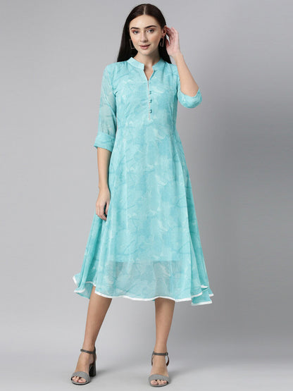 Souchii Women Floral Chiffon A-Line Midi Dress