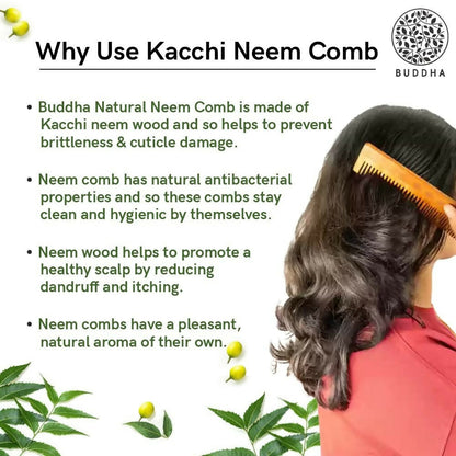 Buddha Natural Baby Comb with Handle - Kacchi Neem Wood
