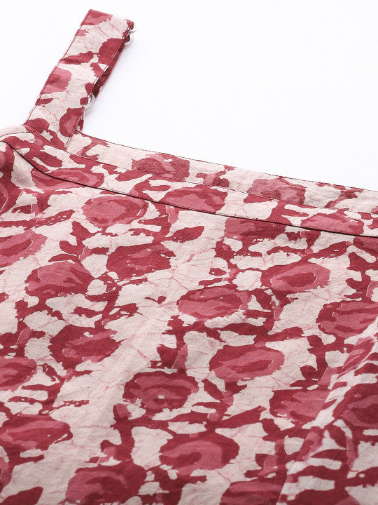 Anayna Women Pink & Magenta Printed Strappy Straight Kurta