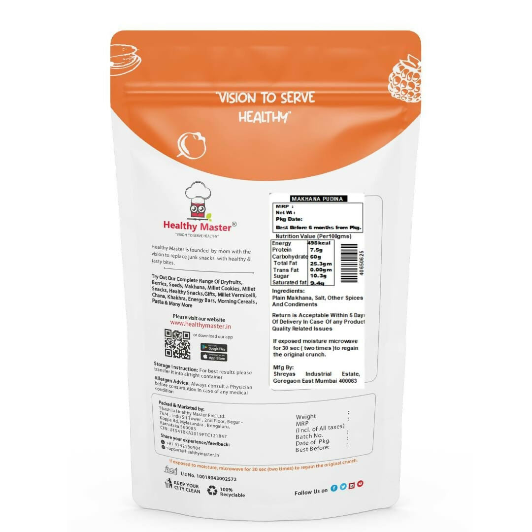 Healthy Master Crispy Makhana – Mint (Pudina) Flavour Roasted Fox Nuts Snack