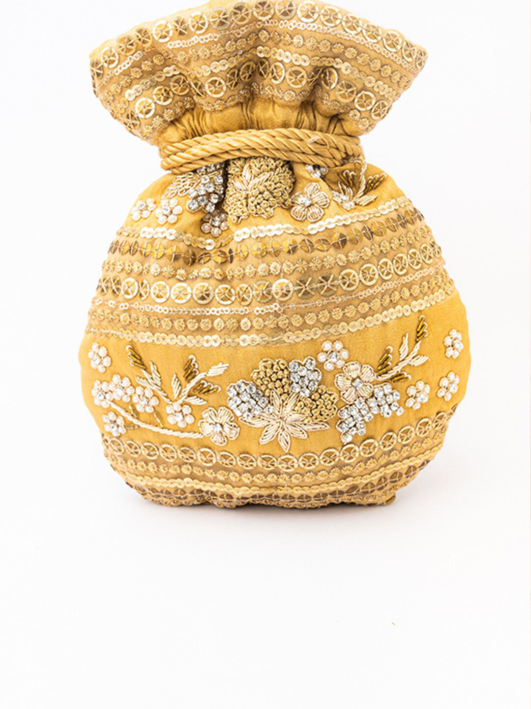 NR By Nidhi Rathi Women Gold Embroidered Potli Bag