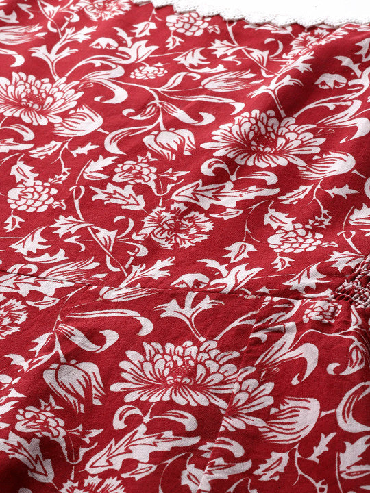 Anayna Floral Printed Empire Pure Cotton Kurta With Trousers & Dupatta