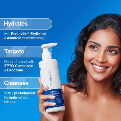BeBodywise ZPTO Anti Dandruff Shampoo - Reduces Dandruff, Flaking & Deeply Hydrates Scalp