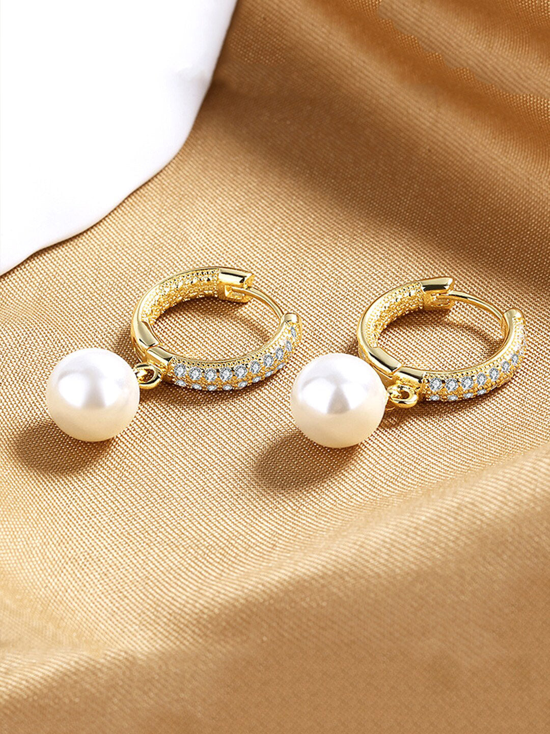Yellow Chimes Gold-Polished Circular Hoop Earrings