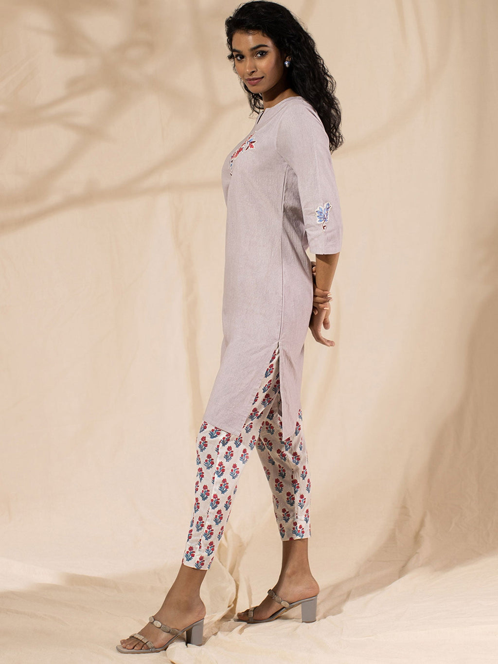 Likha Grey Embroidered Co-ord Set LIKSKD44 (Set of 2)
